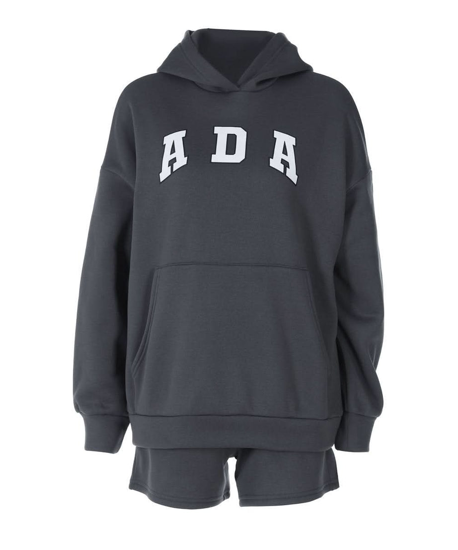 ADA Collegiate Comfort: Women's Oversized Hoodie & Shorts Lounge Set – Perfect for Fall!