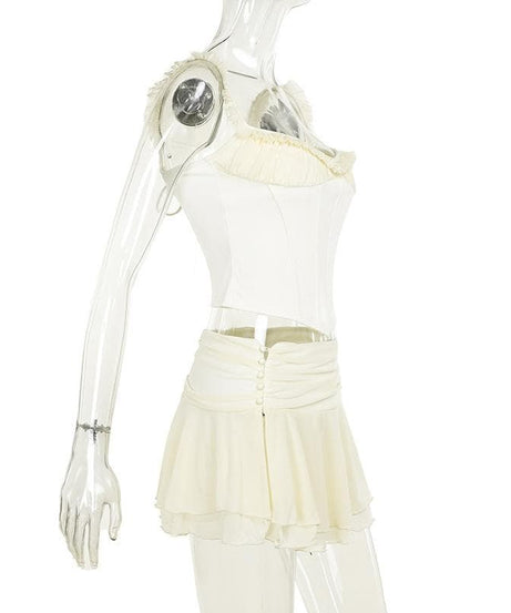 Enchanting Ruffled Corset Cami Top – Autumn Chic & Fall Layering Essential