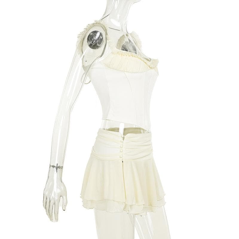 Enchanting Ruffled Corset Cami Top – Autumn Chic & Fall Layering Essential