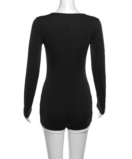 Fall Chic: Sweetheart Long Sleeve Athleisure Romper - Cozy & Versatile