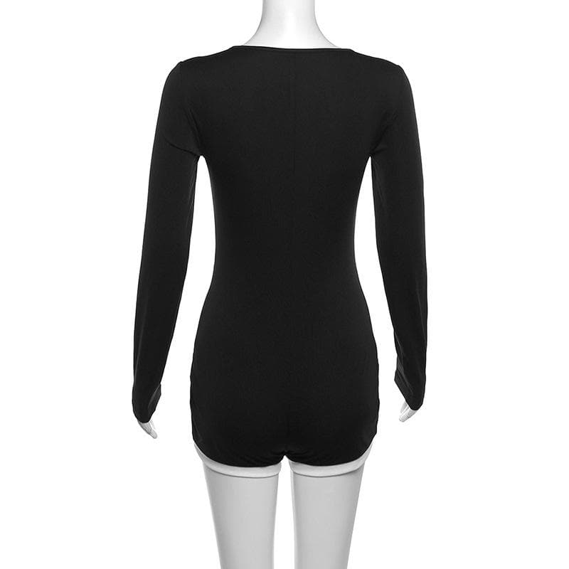 Fall Chic: Sweetheart Long Sleeve Athleisure Romper - Cozy & Versatile