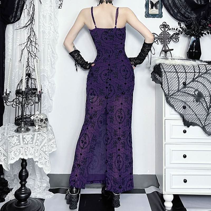 Bewitching Purple Gothic Mesh Maxi Dress - Slay Halloween & Fall with this Mermaid Statement Gown