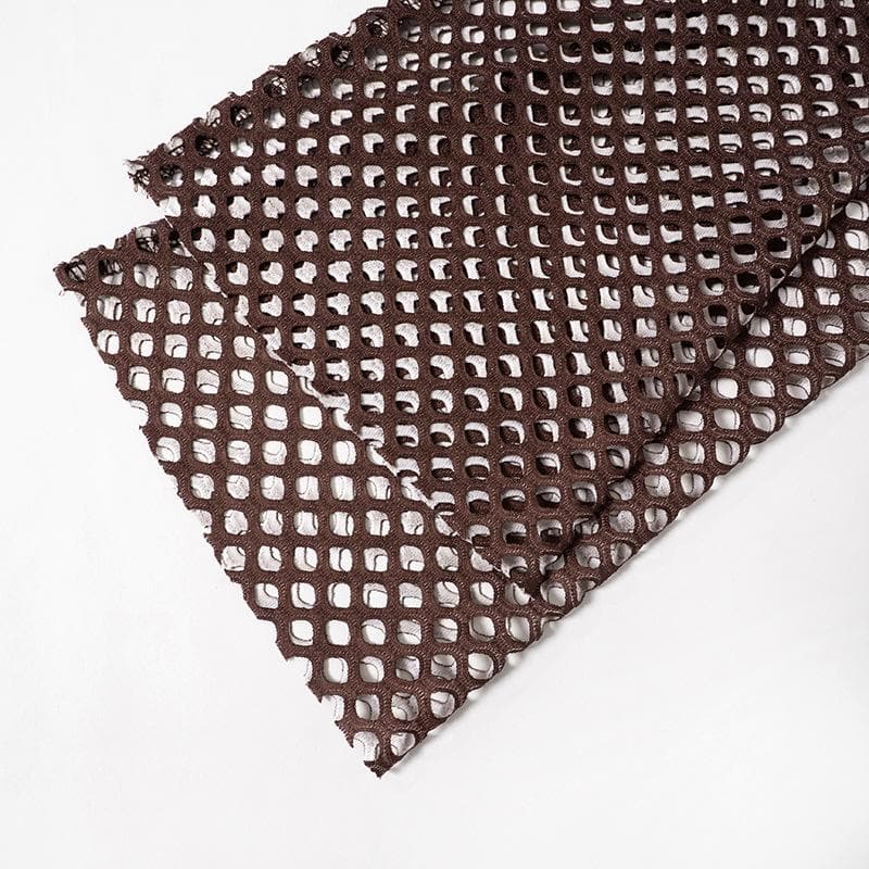 Artistic Mesh Bell Sleeve Top - Edgy Fall Graphic Long Sleeve for Women