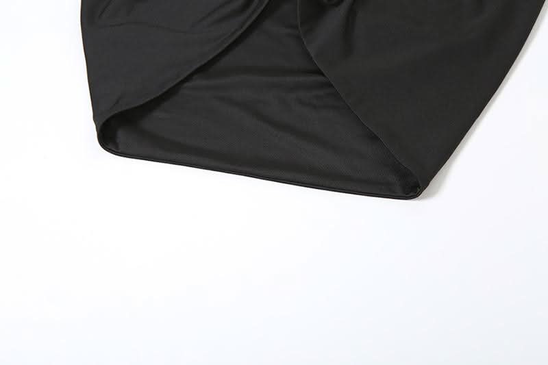 Y2K Goddess O-Ring Halter Crop Top & High Slit Maxi Skirt Set | Black Party & Vacation Wear