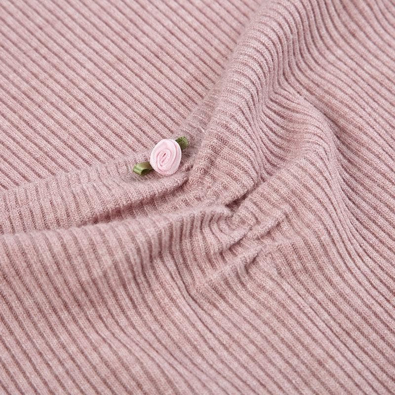 Fall Favorite: Dusty Rose Ribbed Knit Sweetheart Mini Dress | Long Sleeve Bodycon with Flirty Ruffle Hem