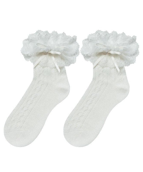 Enchanting Black Lace Ruffle Ankle Socks with Satin Bows - Vintage Charm for Fall & Halloween