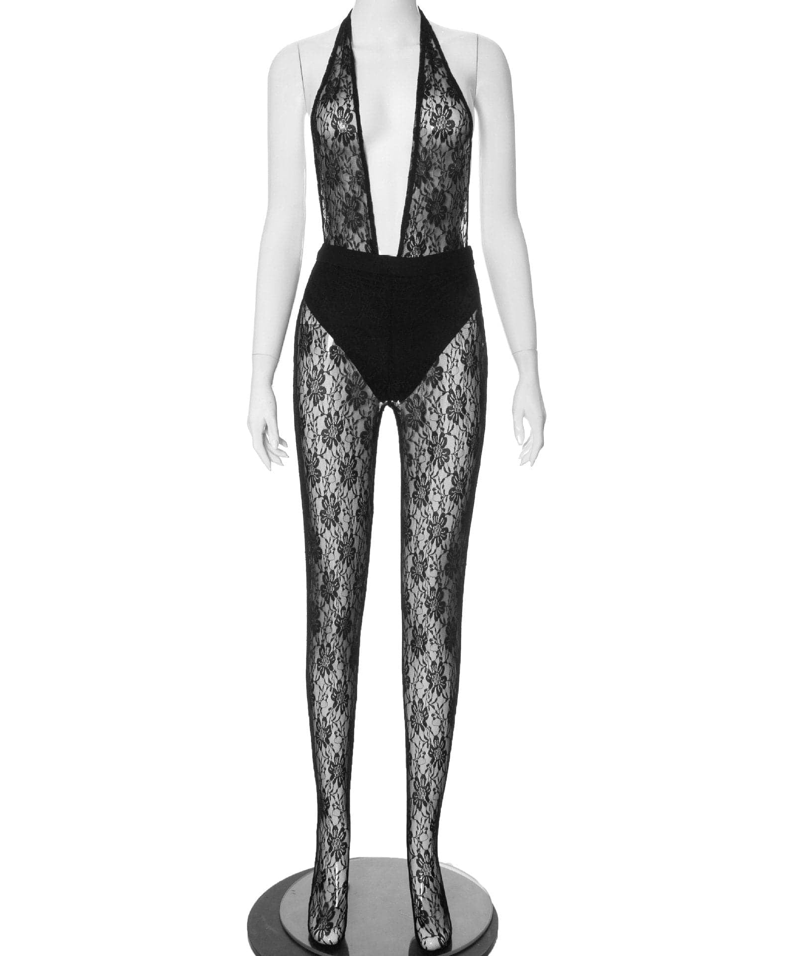 Sultry Siren Black Lace Halter Jumpsuit – Your Daring Fall & Halloween Statement