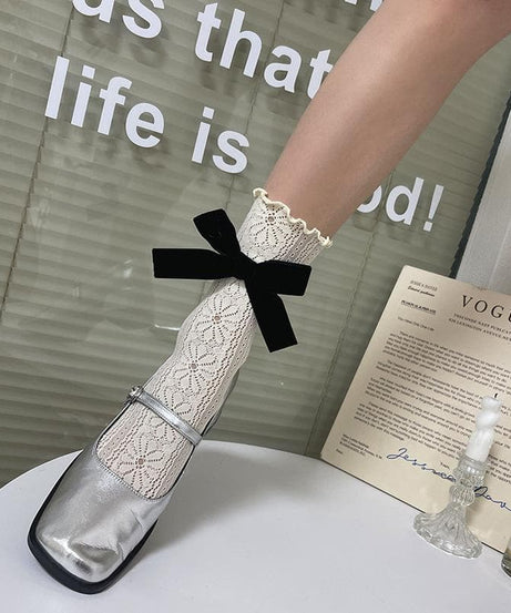 Coquette Chic Lace Ruffle Ankle Socks with Velvet Bows | Fall Fashion Trend