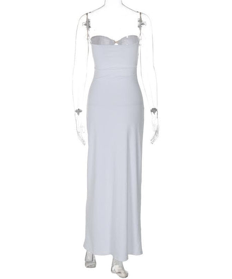 Goddess Chic White Strapless Cut-Out Maxi Dress with Gold Accent – Your Ultimate Resort & Holiday Soirée Statement