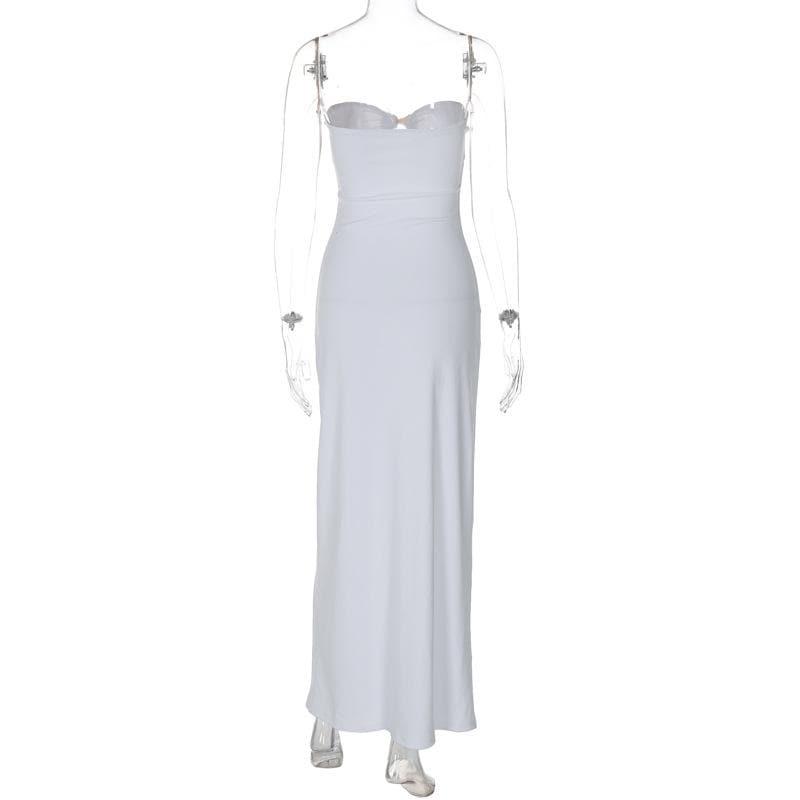 Goddess Chic White Strapless Cut-Out Maxi Dress with Gold Accent – Your Ultimate Resort & Holiday Soirée Statement