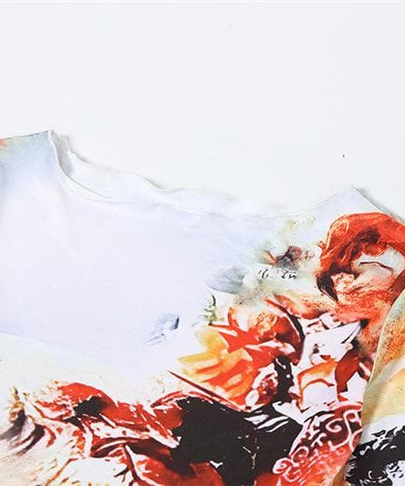 Artistic Renaissance Print Long Sleeve Maxi Dress - Fall Statement Style