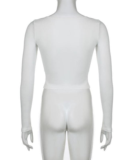 Sweetheart Square Neck Long Sleeve Top with Dainty Pink Bows - Your Perfect Fall Staple