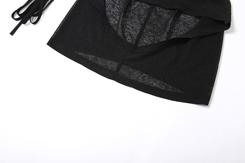 Mystic Vixen Hooded Sheer Maxi Dress – Daring Cutouts & High Slits for Halloween & Club Nights