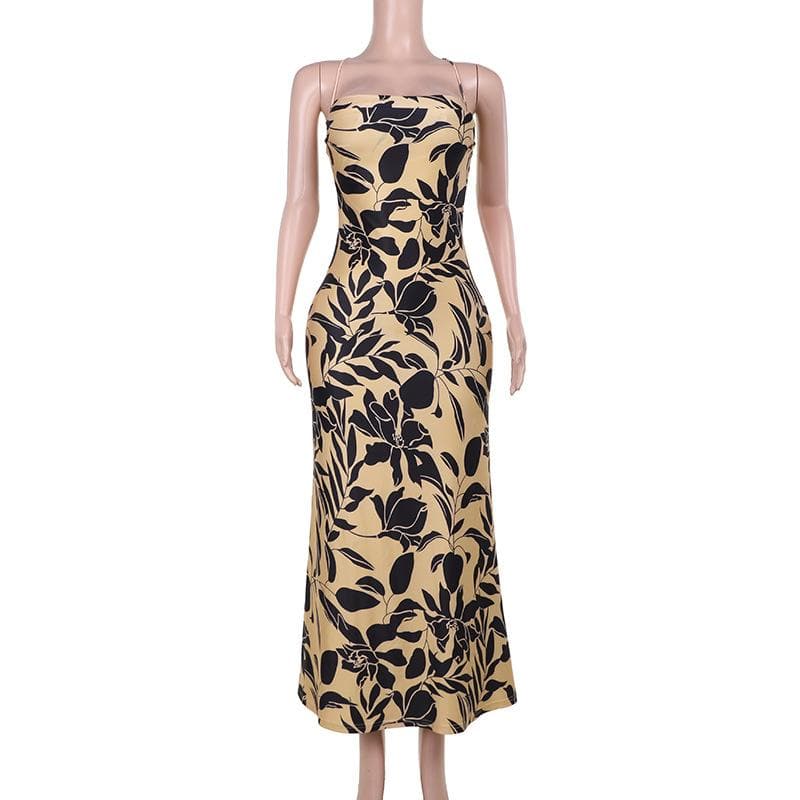 Effortless Chic: Botanical Print Cross-Back Maxi Dress - Your Essential for Fall Getaways