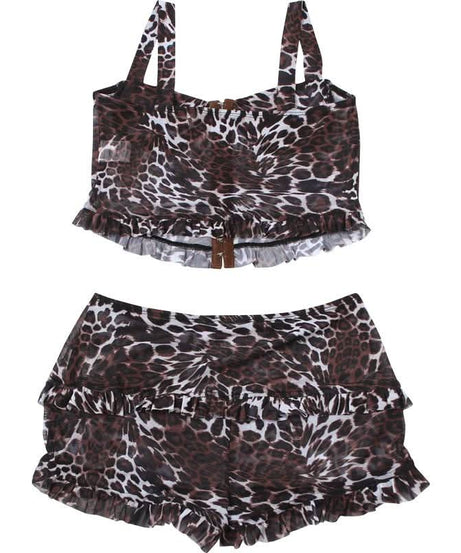 Wild Instincts Leopard Mesh Cami & Ruffle Shorts Set - Fierce Fall Loungewear