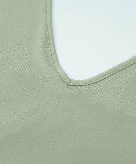 Effortless Chic: Sage Green Halter Neck Top & High-Waist Leggings Set – Fall Comfort & Style