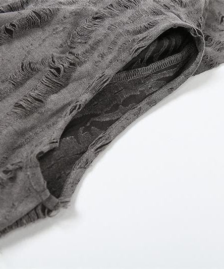 Edgy Distressed Hooded Crop Top & Arm Warmer Set - Grunge Y2K Fall Fashion