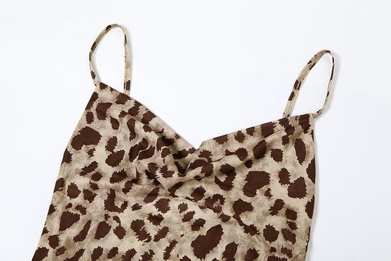 Autumn Allure: Leopard Print Cowl Neck Cami Maxi Dress - Your Fall & Holiday Statement