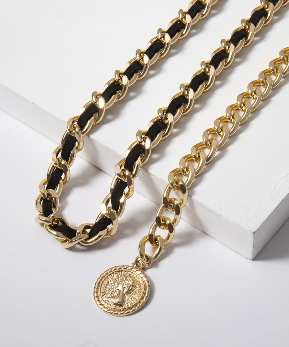 Chic Layered Gold Chain Waist Belt with Coin Charm - Elevate Your Fall & Holiday Style
