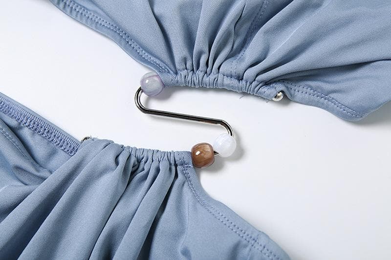 Effortless Fall Style: Modern Cutout Crop Top & Maxi Skirt Set with Ring Detail