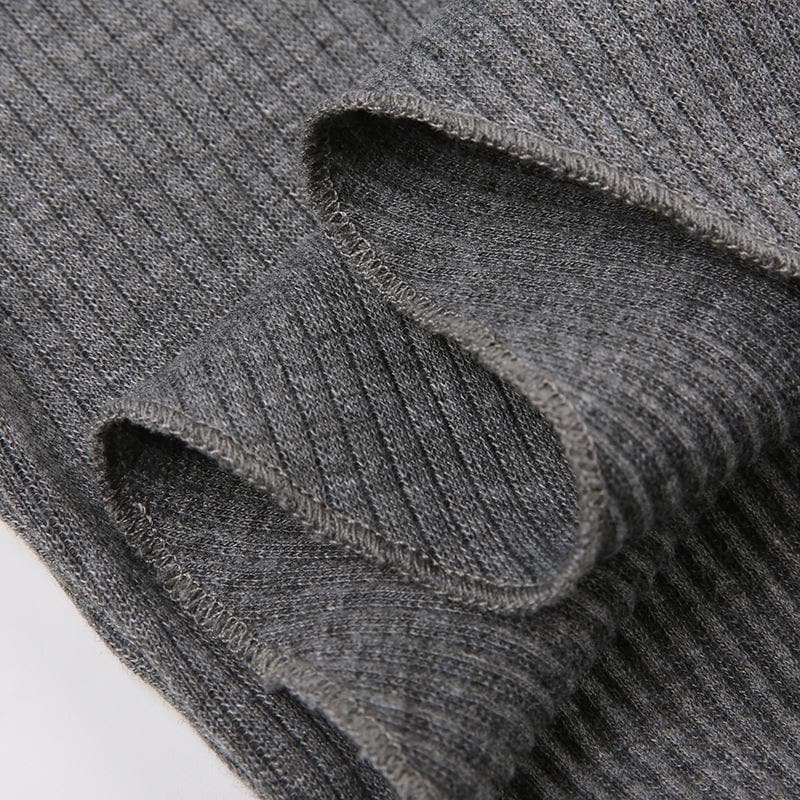 Fall's Must-Have: Ribbed Knit Off-Shoulder Long Sleeve Top with Asymmetrical V-Hem