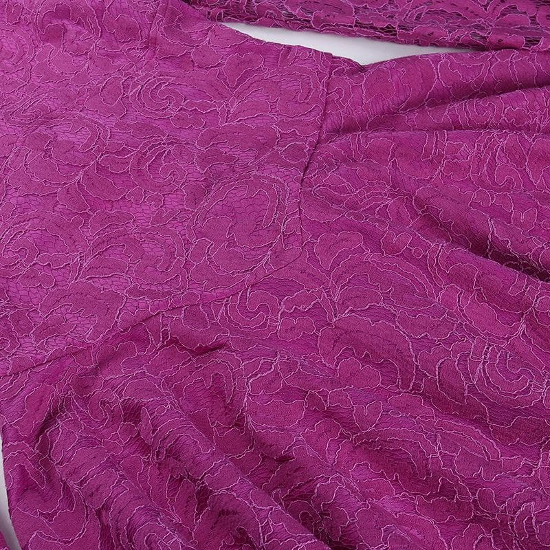 Head-Turning Fuchsia Lace Mock Neck Mini Dress - Your Essential for Fall Parties & Holiday Glam