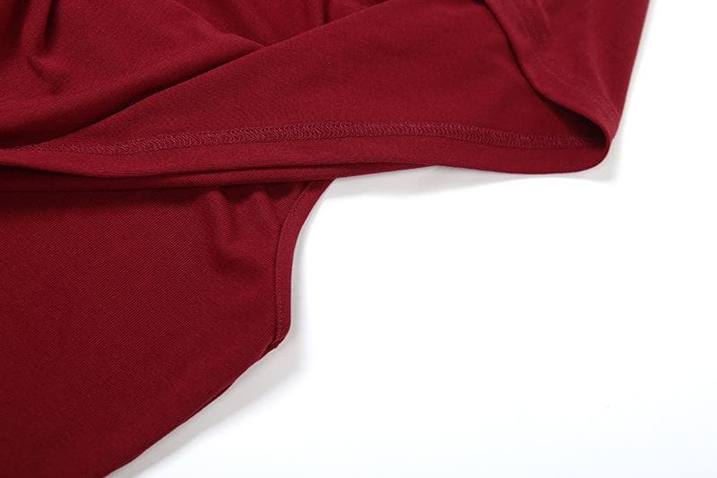 Autumn Enchantress: Deep Wine Red Sleeveless Cowl Neck Hoodie Top for Fall