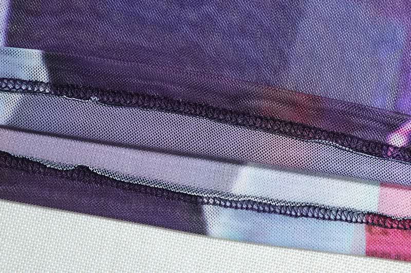 Fall Ready: Edgy Abstract Mesh Two-Piece Set - Long Sleeve Crop Top & Bodycon Maxi Skirt