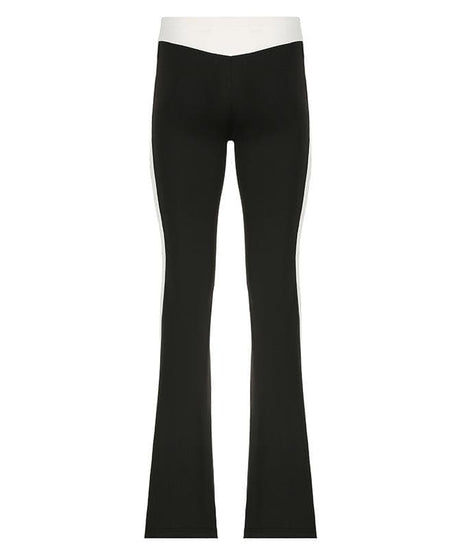 Chic V-Waist Flare Leggings for Women | High-Rise Black Yoga Pants for Fall