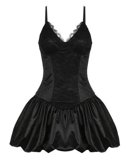 Alluring Black Lace & Satin Mini Dress - Your Perfect Halloween Party & Fall Night Out Look