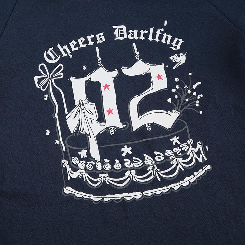 Cheers Darling Sky Blue Graphic Fitted Tee - Y2K Inspired Celebration Top for Fall