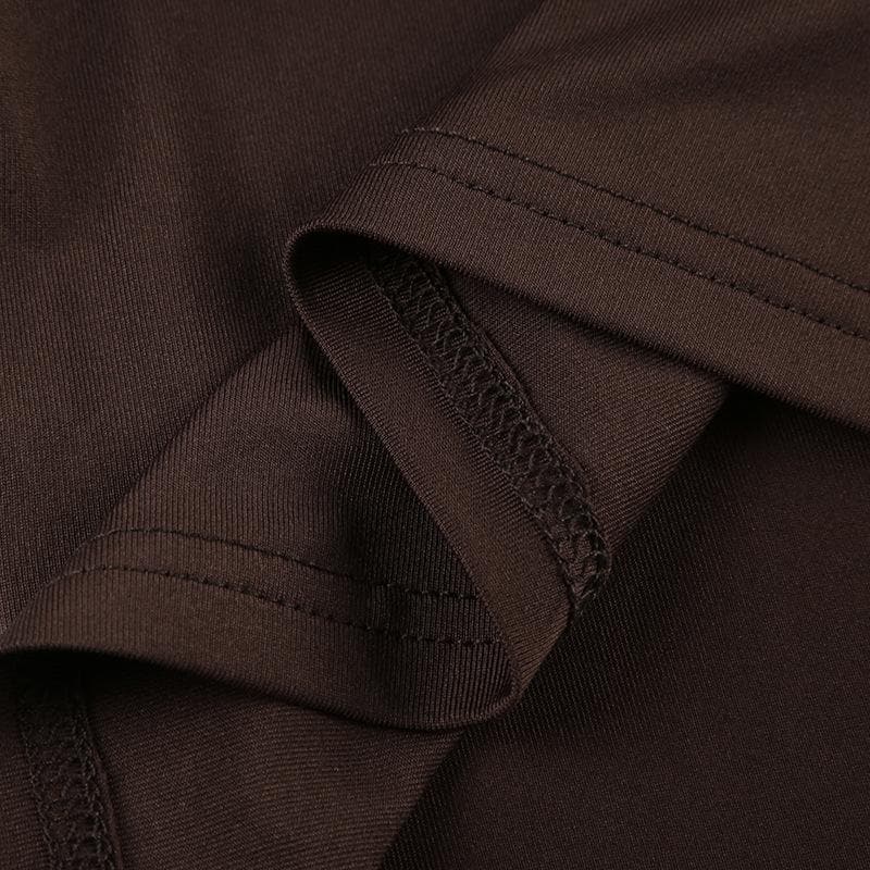 Fall Chic Espresso Cami Top: Pearl & Wood Beaded V-Neck Cropped Tank