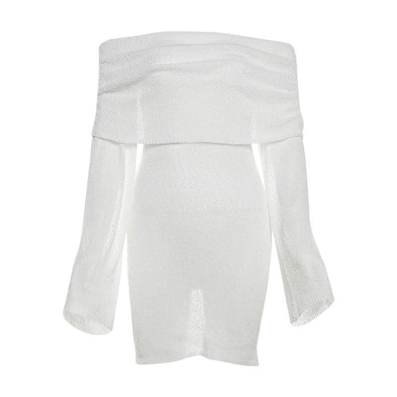 Effortlessly Chic White Off-Shoulder Knit Mini Dress – Your Fall & Holiday Essential
