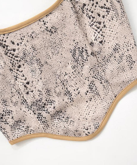 Chic Snakeskin Print Halter Top for Women - Essential Fall Statement Style
