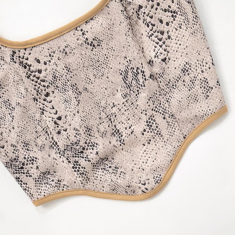 Chic Snakeskin Print Halter Top for Women - Essential Fall Statement Style