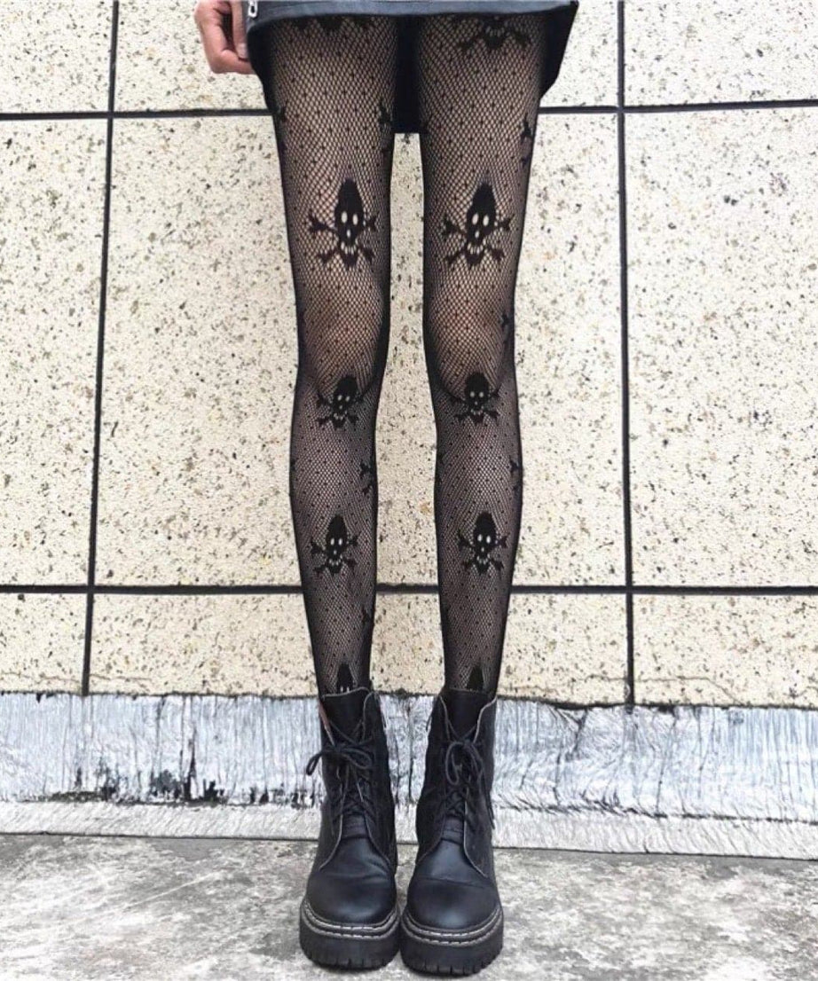 Creepy-Chic Spider Web Fishnet Tights for Women - Gothic Halloween Legwear