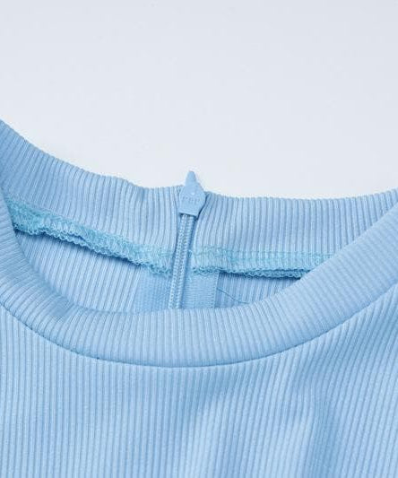 Cozy Chic Ribbed Mock Neck Jumpsuit - Women's Long Sleeve Zip-Up One-Piece for Effortless Fall Style