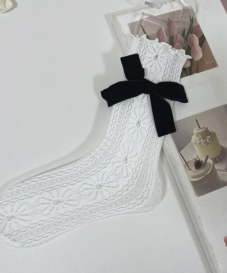 Coquette Chic Lace Ruffle Ankle Socks with Velvet Bows | Fall Fashion Trend
