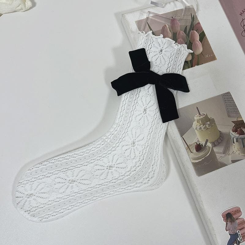 Coquette Chic Lace Ruffle Ankle Socks with Velvet Bows | Fall Fashion Trend