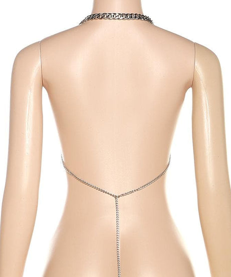 Dazzling Silver Chainmail Halter Top - Edgy Party, Halloween & NYE Statement Crop