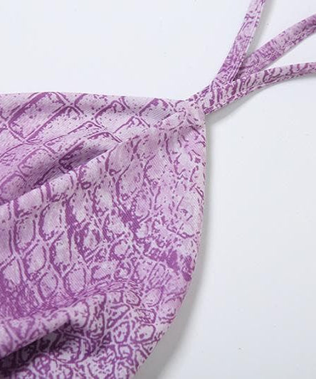 Mystic Allure Halter Maxi Dress | Lavender Croc Print Cut-Out for Fall Parties