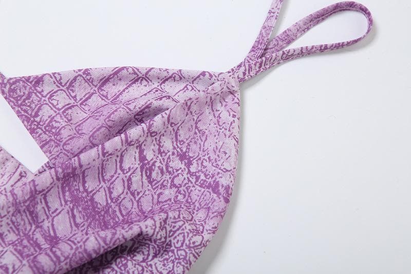 Mystic Allure Halter Maxi Dress | Lavender Croc Print Cut-Out for Fall Parties