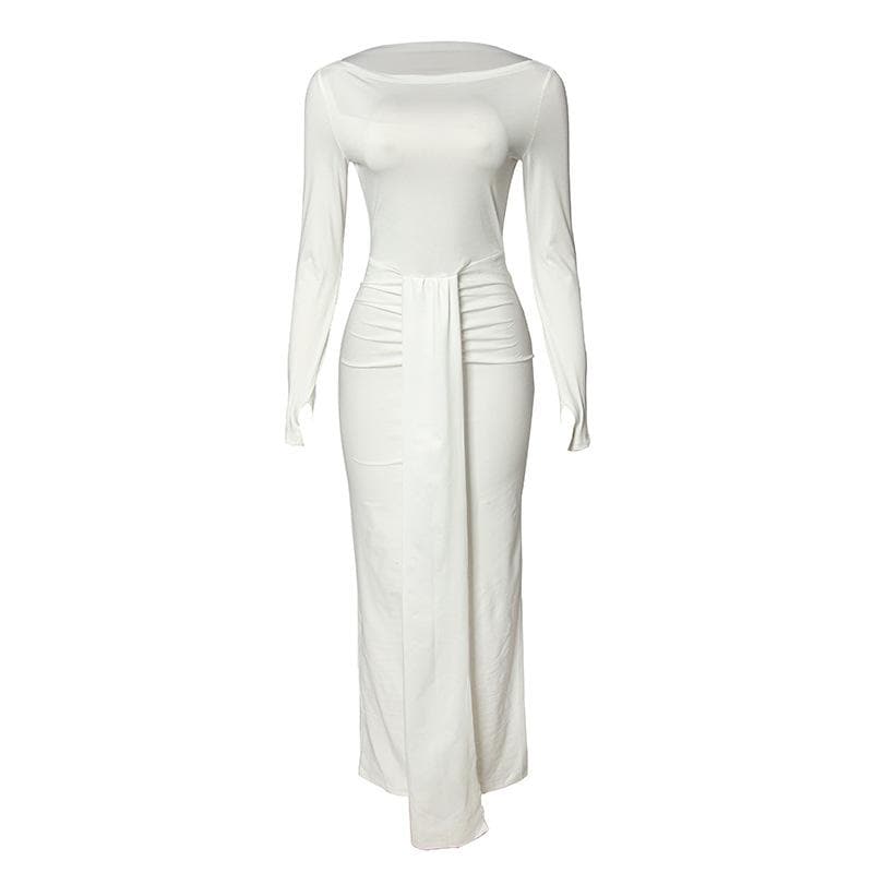 Effortless Chic: Ruched Tie-Front Long Sleeve Bodycon Maxi Dress - Your Fall & Holiday Essential