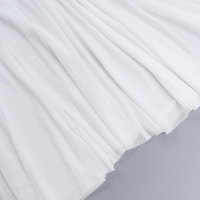 Siren White Strapless Mesh Illusion Maxi Dress - Elegant Fall/Winter Soiree Gown