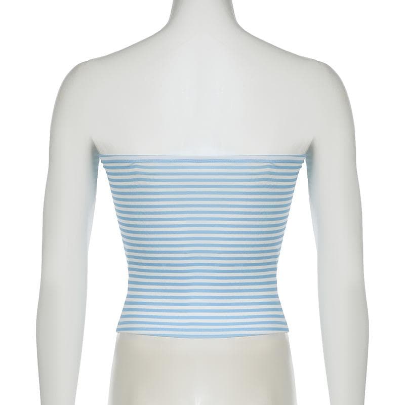 Effortless American Chic: Striped Strapless Tube Top - Your Fall Layering & Holiday Travel Essential