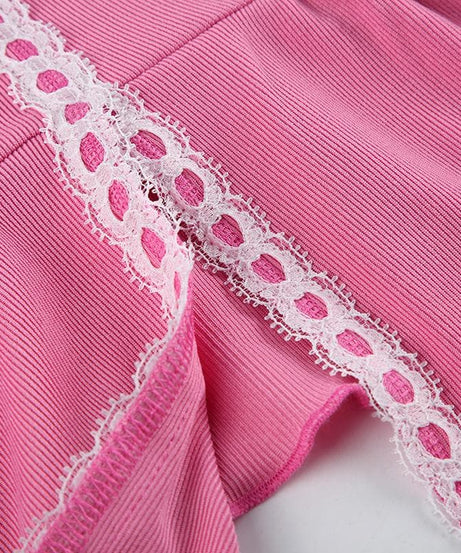 Coquette Dream Pink Lace Peplum Crop Top - Fall's Sweetest Long Sleeve