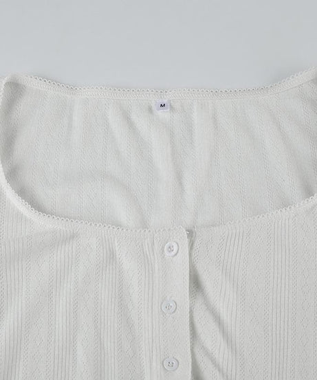 Cozy Chic Ribbed Crop Cardigan - Effortless Scoop Neck Button Top for Fall
