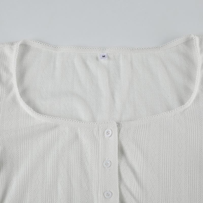 Cozy Chic Ribbed Crop Cardigan - Effortless Scoop Neck Button Top for Fall