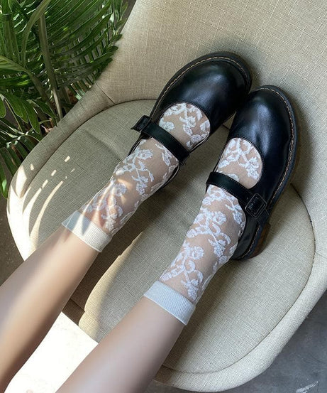 Elegant Floral Lace Sheer Ankle Socks - Perfect for Fall & Holiday Styling