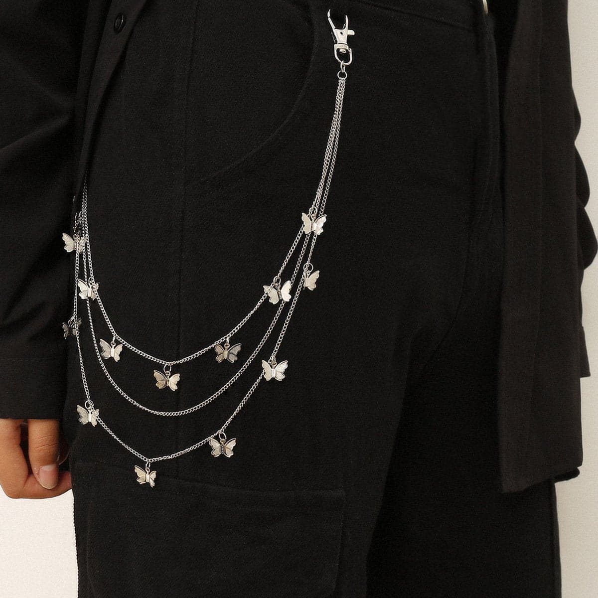Y2K Enchantment: Layered Butterfly Charm Pants Chain for Edgy Fall Style